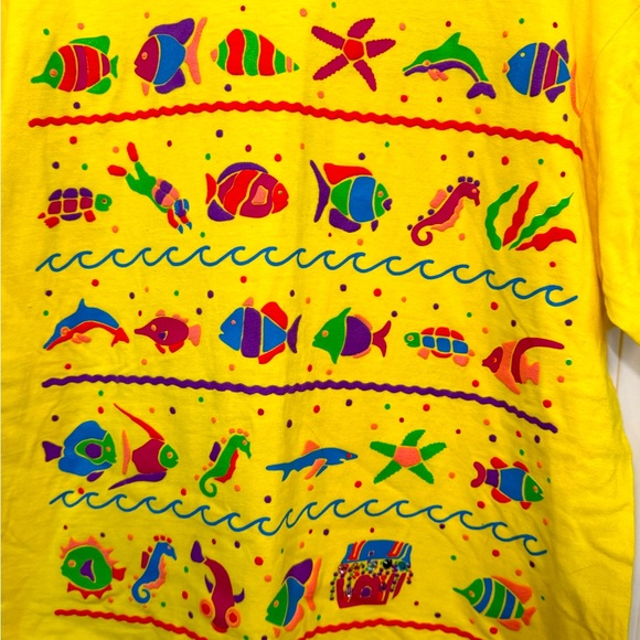 Vintage Eyes On California 90s Yellow OS Women’s Beach Retro T-Shirt MINTY RARE - Picture 3 of 6